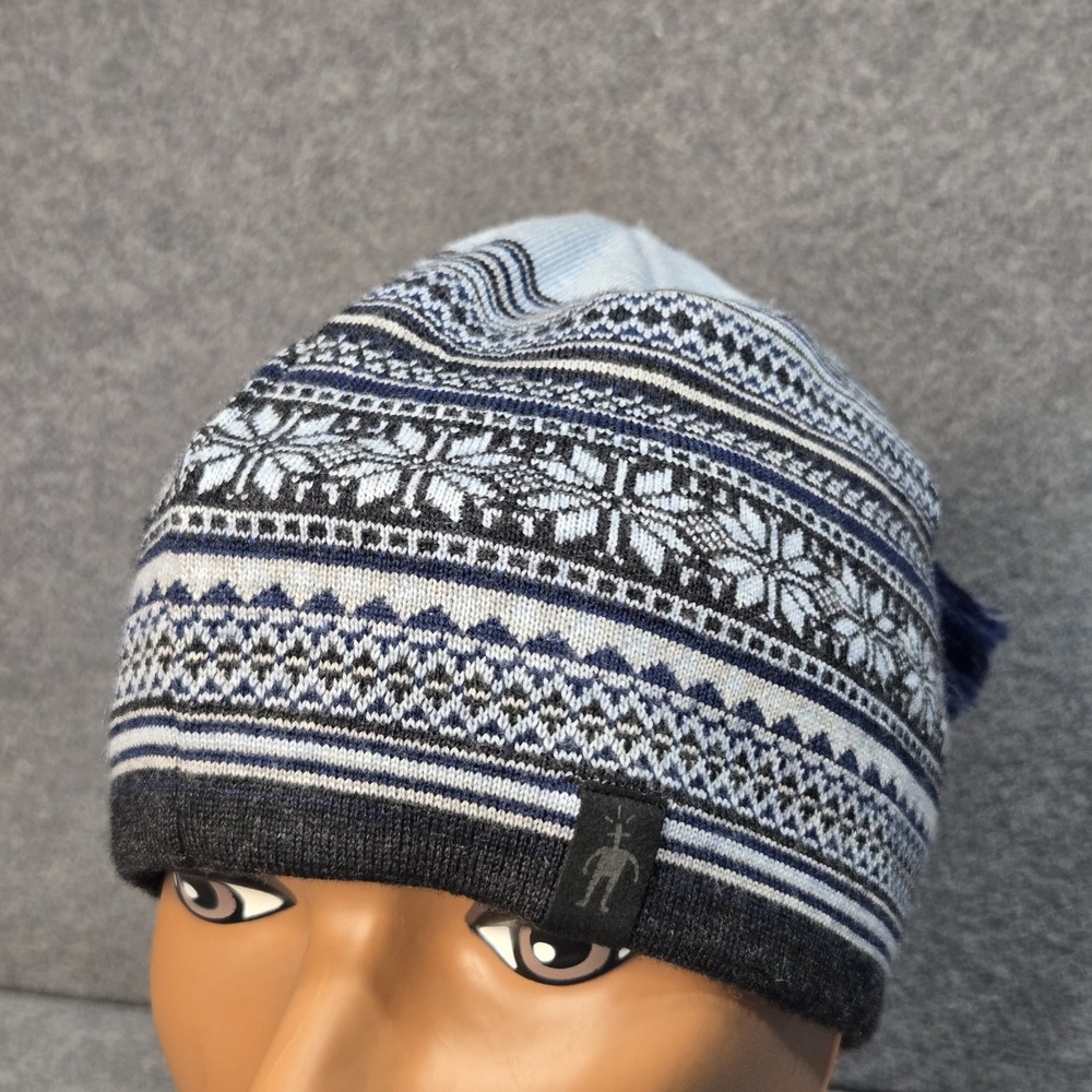 Smartwool Unisex Blue Grey 100% Merino Wool Beanie One Size Snow Hiking Outdoor - Picture 3 of 10